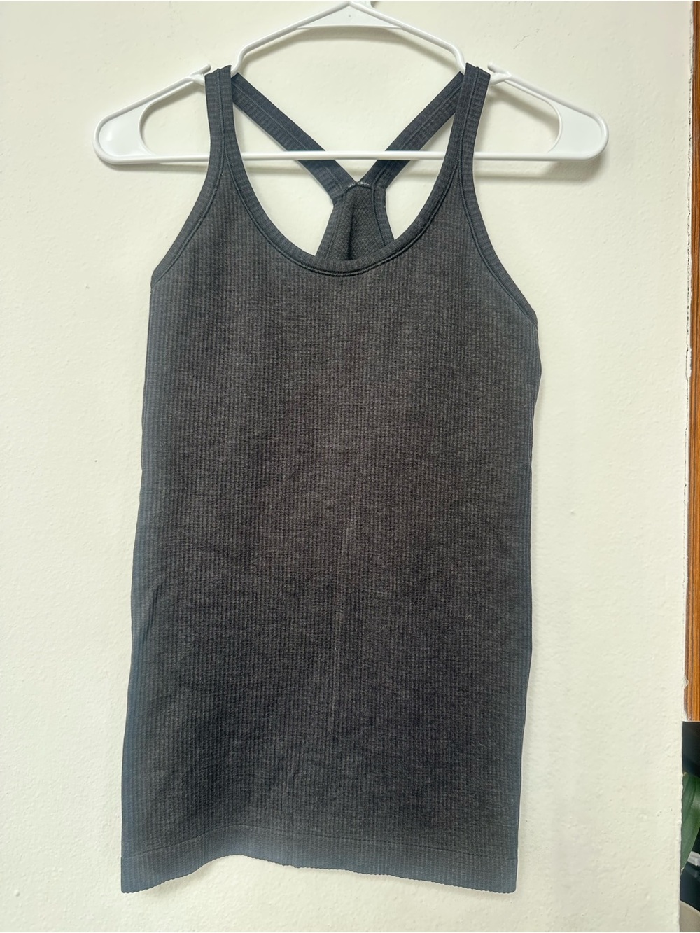 Lululemon Charcoal Ribbed Racerback Built In Bra Tank Top